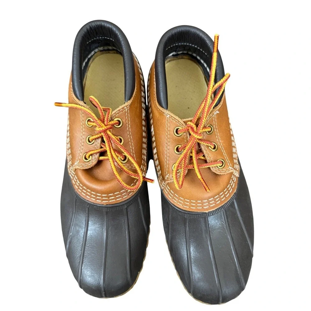 L.L.Bean Bean Boots Brown Leather Duck Boots Made in USA Lace-Up Mens size 8‎